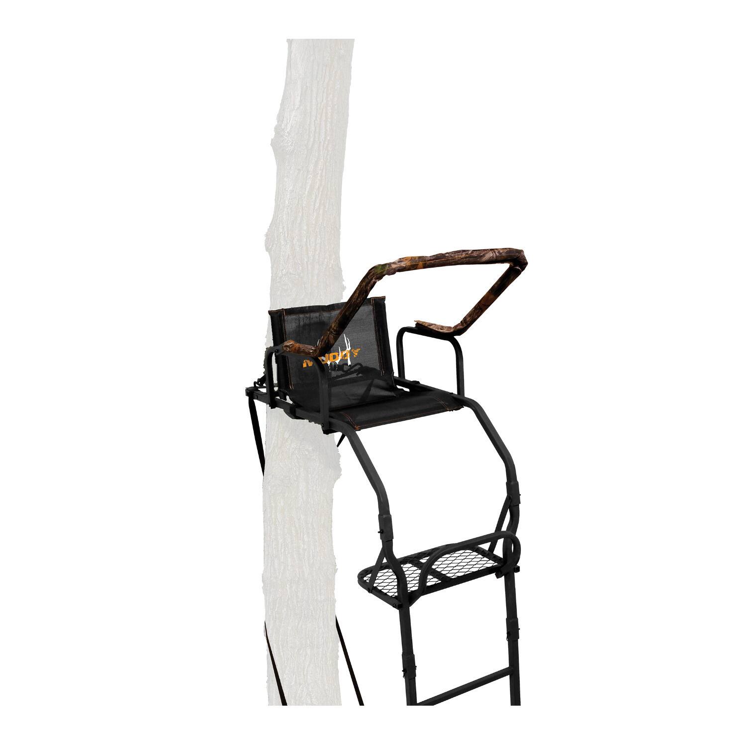 Front. Muddy - MUDDY Black Widow 17-ft Tall Hunting Treestand with 300 lb Capacity - Multi Camo.