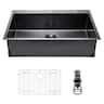 VEVOR - 33 inch Kitchen Sink Workstation, 304 Stainless Steel Top Mount Sinks, Drop-In Single Bowl Farmhouse Basin - Black