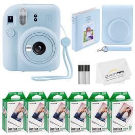 Fujifilm - Instax Mini 12 Instant Camera 60 Photo Prints Quality Photo Value Bundle Case Decoration Stickers Frames Photo Album - Pastel Blue