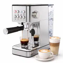 Costway - Espresso Machine 20 Bar woth Milk Frother, 57OZ Removable Water Tank & Hot Water - Silver