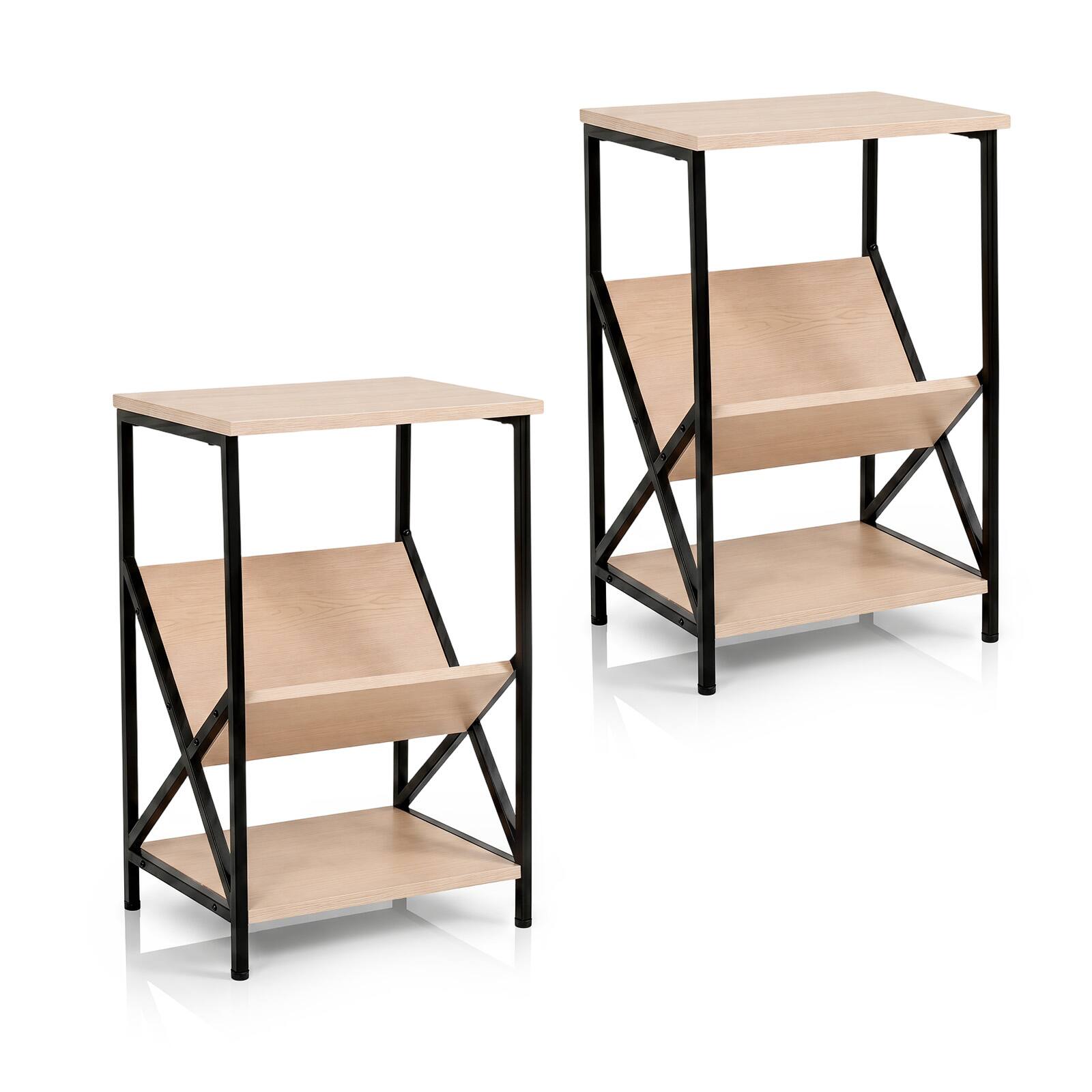 Alt View 9. Costway - Costway 1 PCS Industrial Side Table 3-Tier End Table with V-Shaped Magazine Holder Beech - Beech.