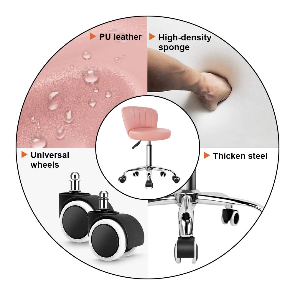 - PU leather
- High-density sponge
- Universal wheels
- Thicken steel