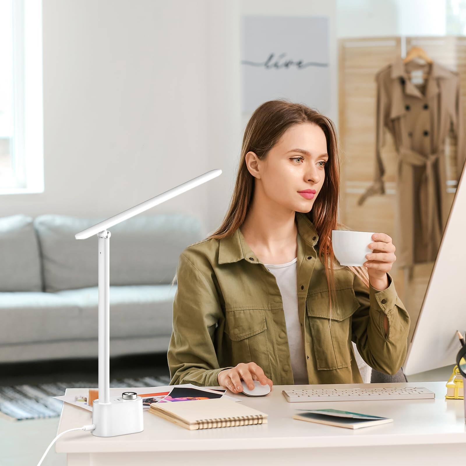 Alt View 3. Honeywell - Sunturalux™ LED Foldable Desk Lamp H01 Pro Stepless Dimmable Eye Caring Desk Light - White.