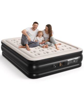 Front. Sugift - Queen Air Mattress 18in Raised Inflatable Bed With Built-In Pump 660 lbs Capacity For Guests And Camping - White.