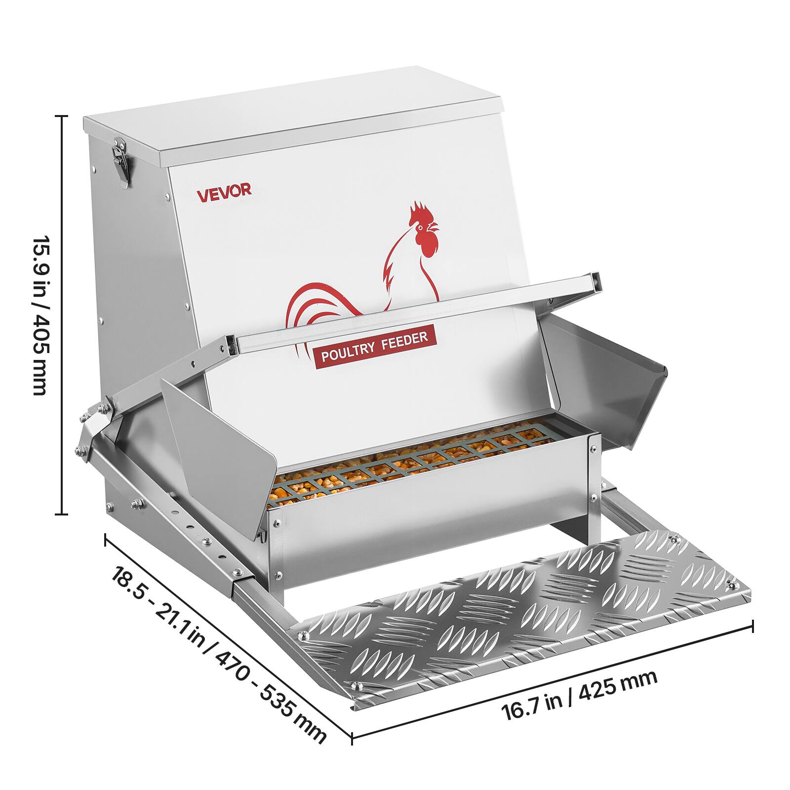 15.9 in / 405 mm  
18.5 - 21.1 in / 470 - 535 mm  
16.7 in / 425 mm