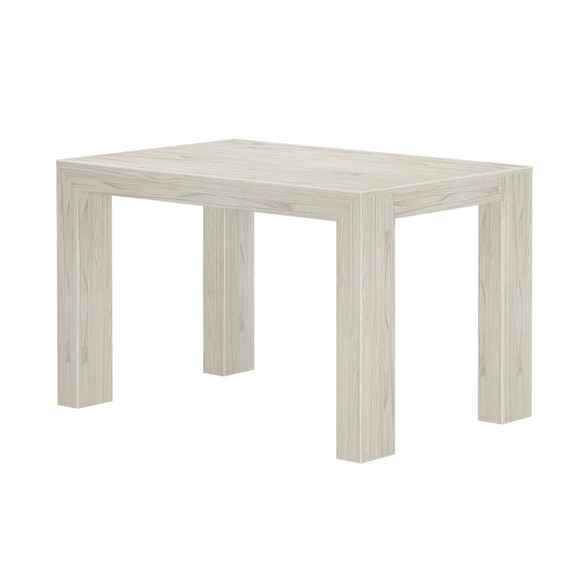 Alt View 2. Plank+Beam - Modern Solid Wood Dining Table - 1219mm/48in, White Sand Wirebrush - White Sand Wirebrush.