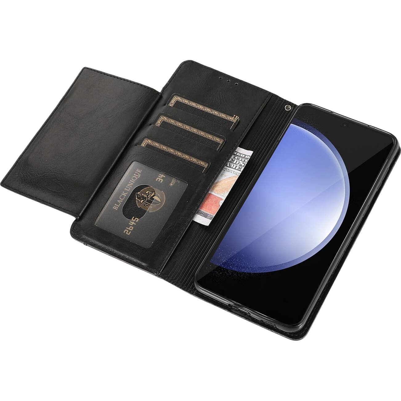 Alt View 14. SaharaCase - Leather Folio Wallet Case for Samsung Galaxy S23 FE - Black.