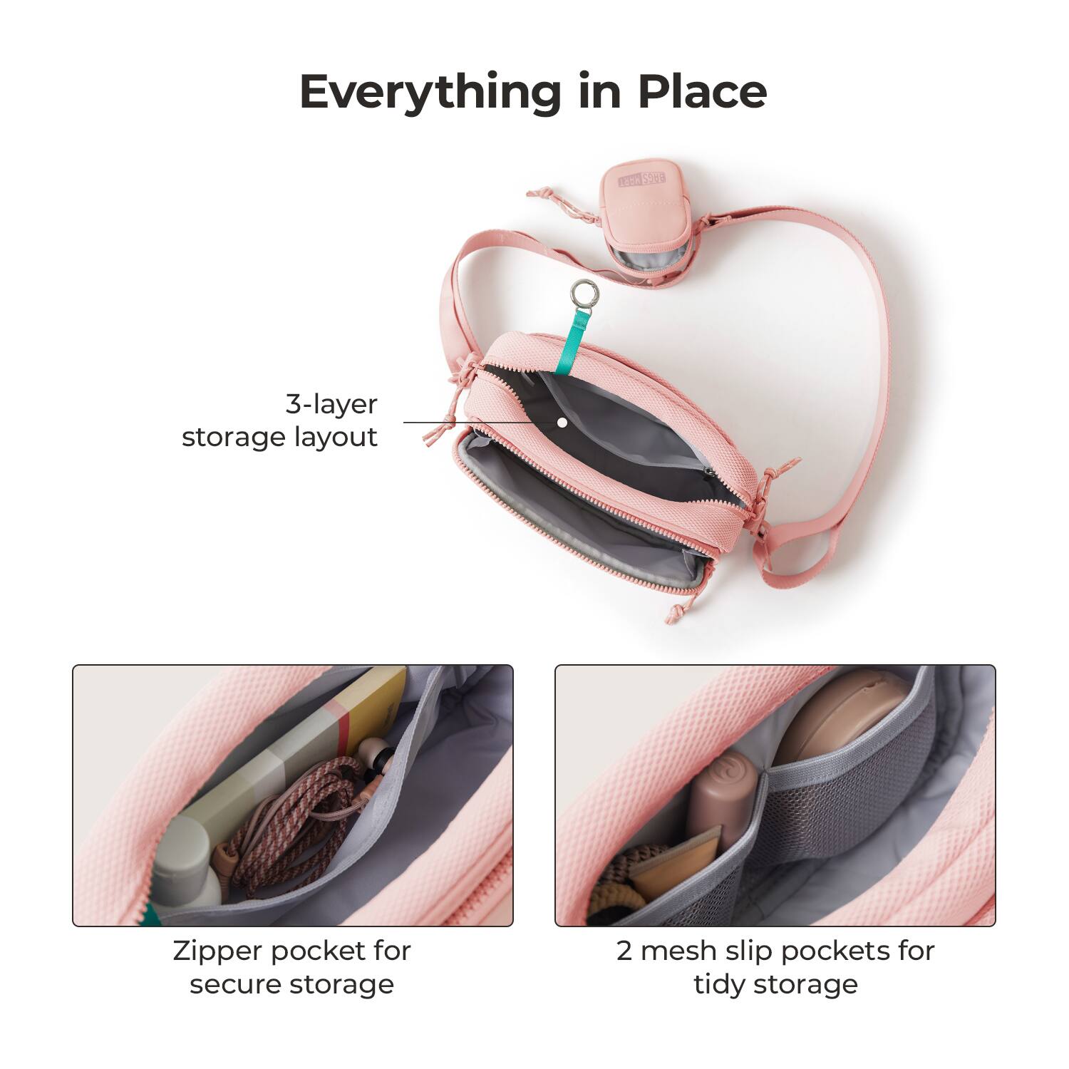 Everything in Place

$9.8

3-layer storage layout

Zipper pocket for secure storage

2 mesh slip pockets for tidy storage