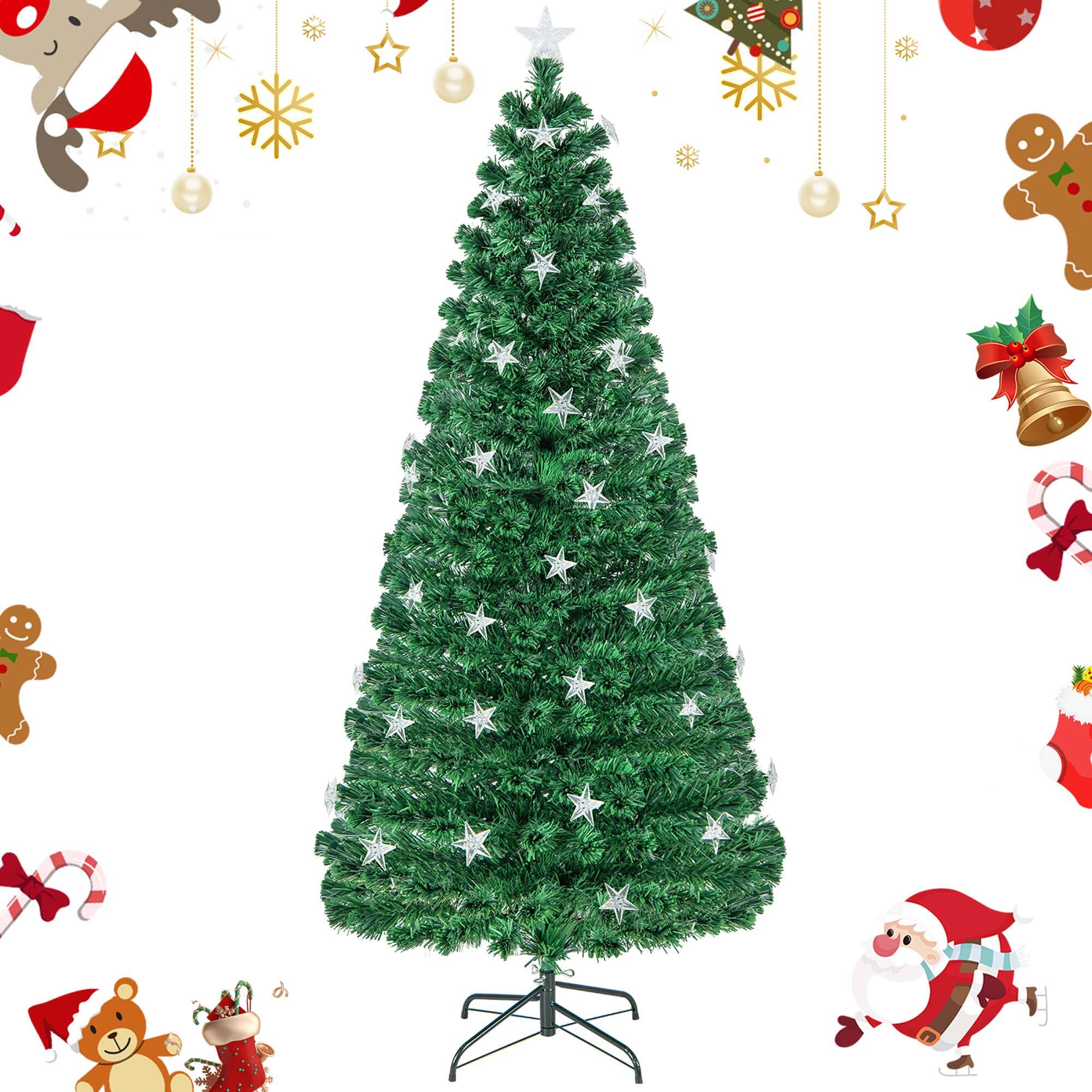 Costway 7 FT PreLit Artificial Xmas Tree with 280 Branch Tips &40 Warm