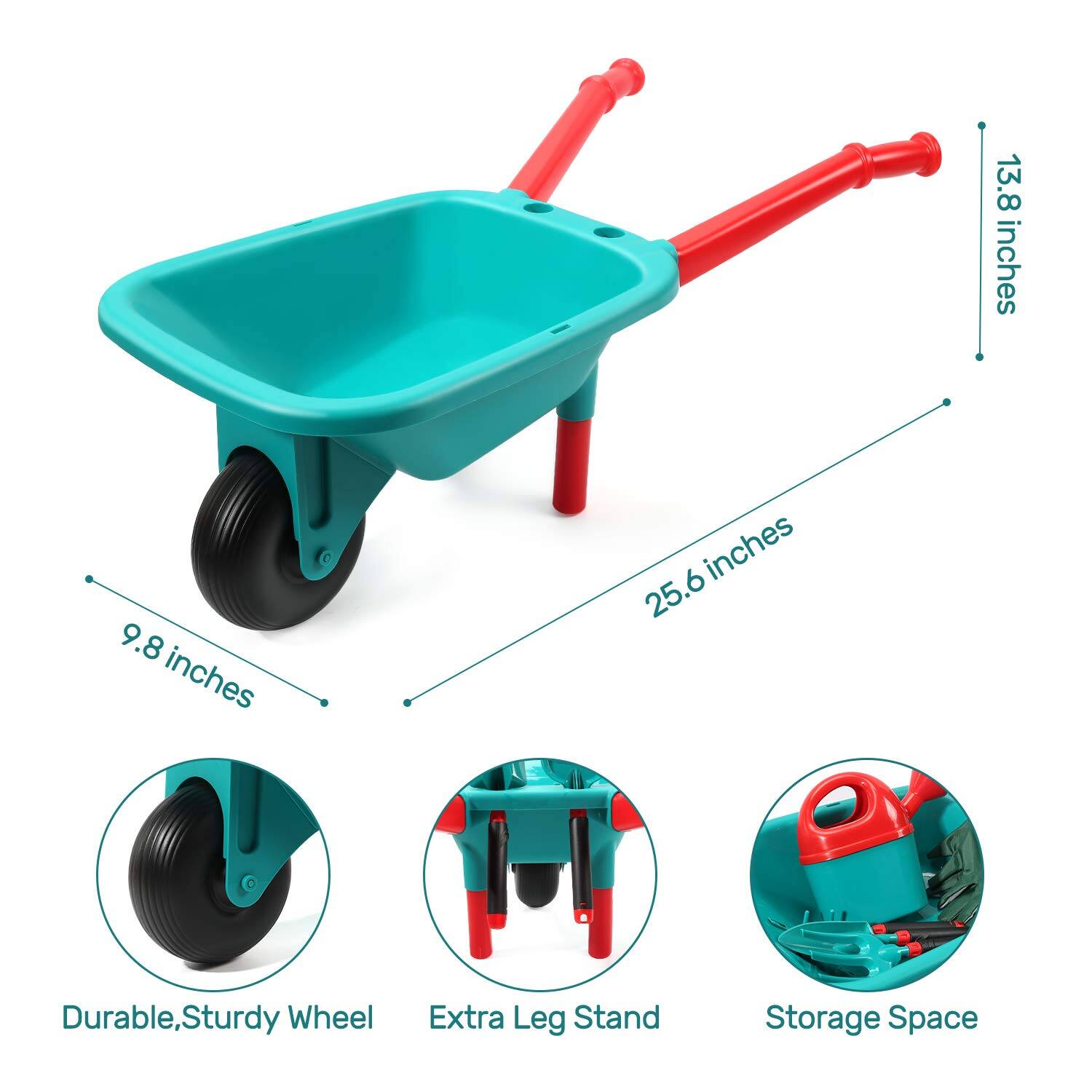 13.8 inches  
9.8 inches  
25.6 inches  

Durable, Sturdy Wheel  
Extra Leg Stand  
Storage Space