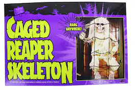 Funworld - Caged 27 Inch Reaper Skeleton Halloween Prop Decoration - Black