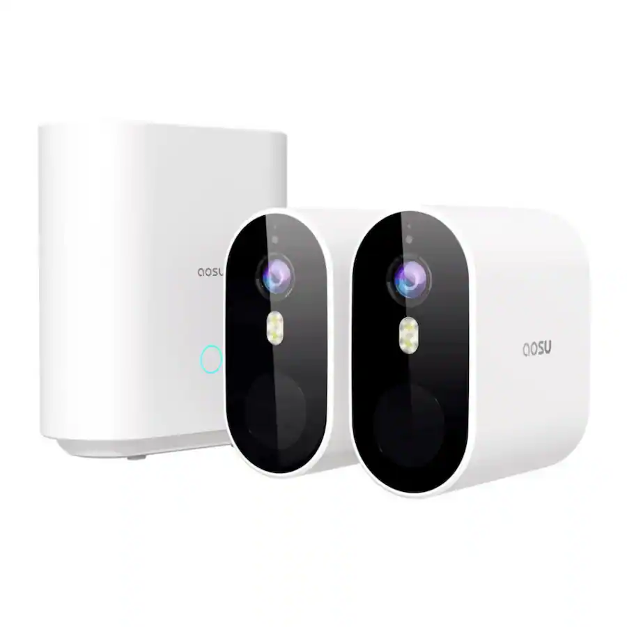AOSU Security WirelessCam System Pro Cam Kit with 2K Resolution White