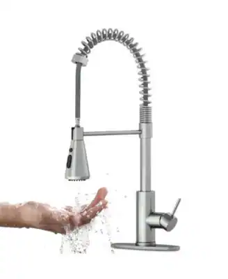 Front. Sugift - Pull-Down Kitchen Faucet with 360° Swivel and Dual Spray - Silver.