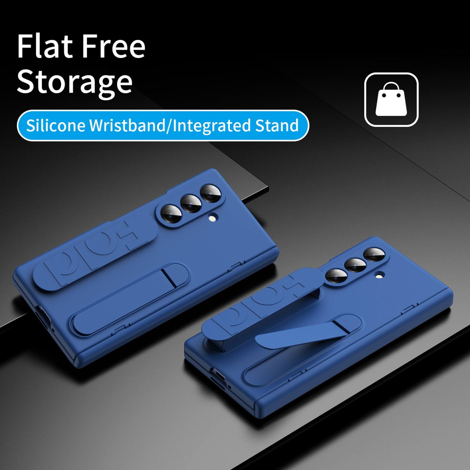 Flat Free Storage Silicone Wristband/Integrated Stand