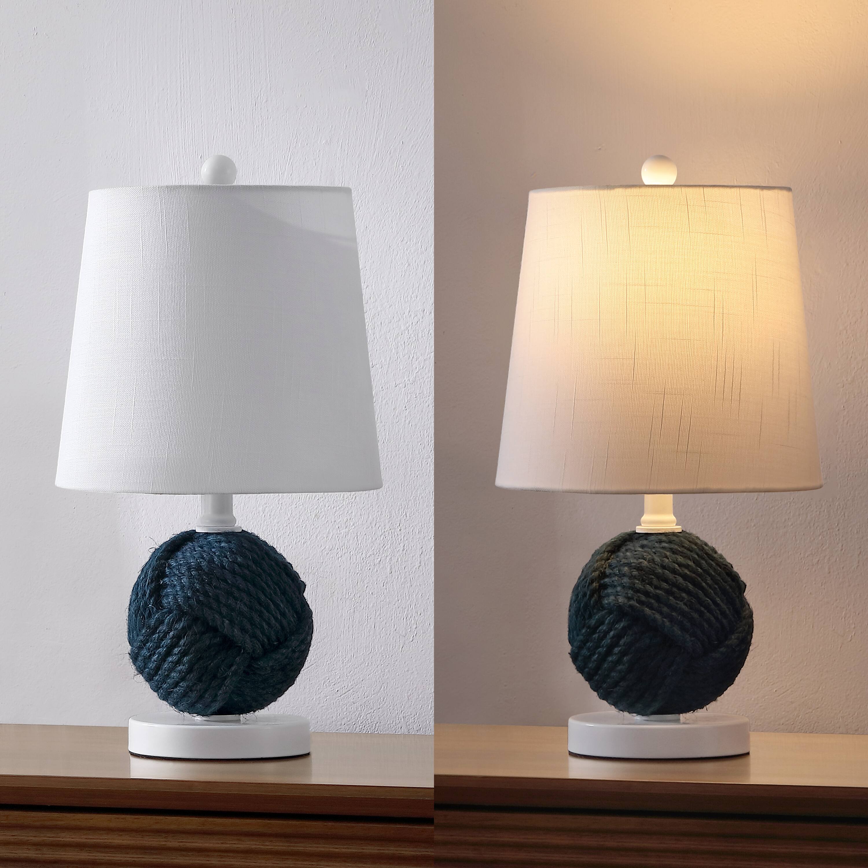 Alt View 5. Jonathan Y - Monkey 18" Coastal Navy Blue Rope Knot Globe Table Lamp and Metal Base for Cottage Living Room - Navy.