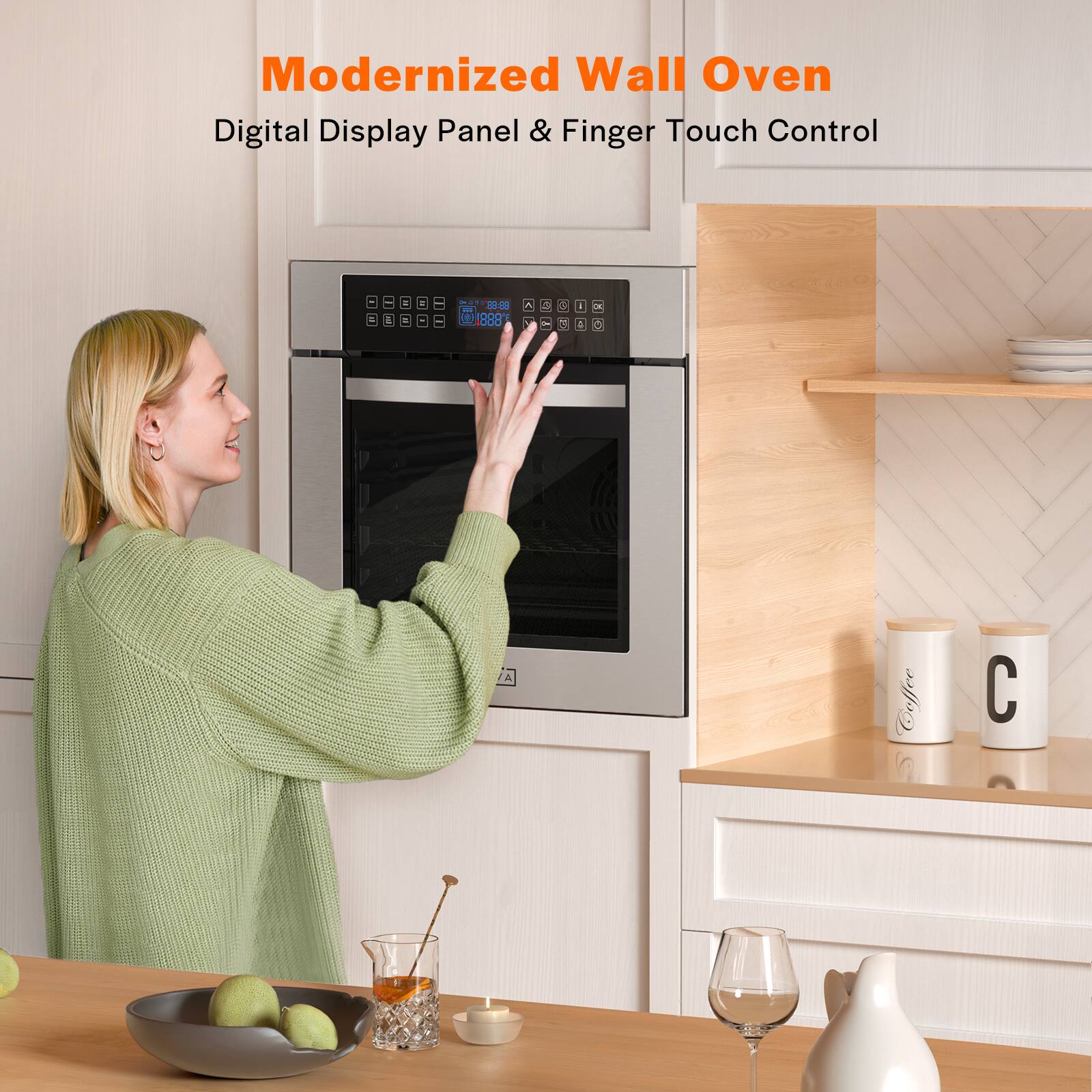Modernized Wall Oven Digital Display Panel & Finger Touch Control - a = 1 . -    1 1888 3 5 c 6 K  4 2 O A Coffee C