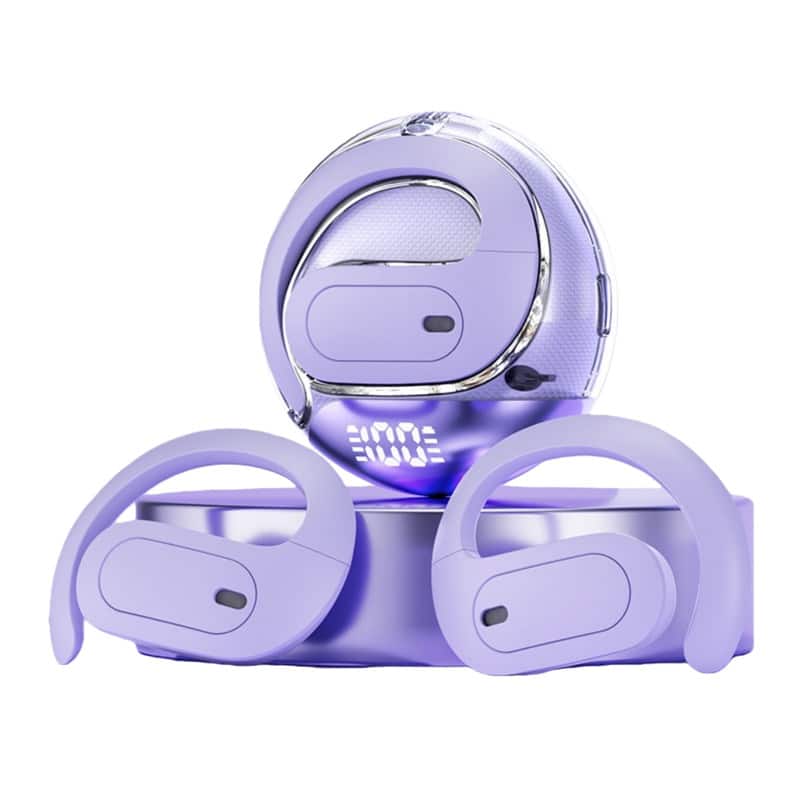 SKRAN - Ear-Hook Wireless Bluetooth Headphones - Air Bone Conduction Earbuds,Waterproof, Long Battery Life,for Sports, Travel - Purple