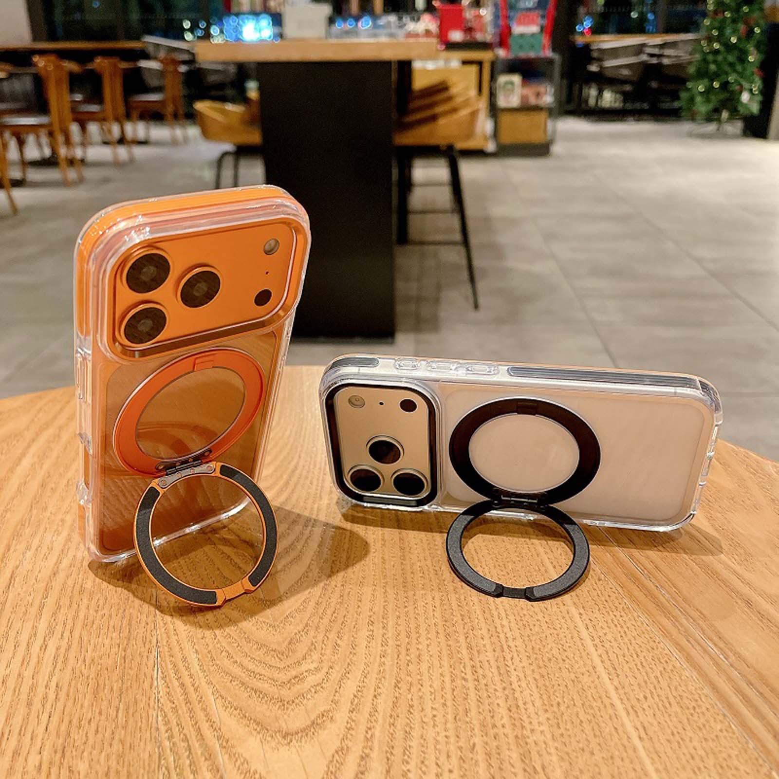 Alt View 2. Dteck - Clear Magnetic Case for Apple iPhone 17 Pro Max,with 360° Rotating Kickstand Slim Shockproof Cover,PC+TPU Hybrid Shell - Black.