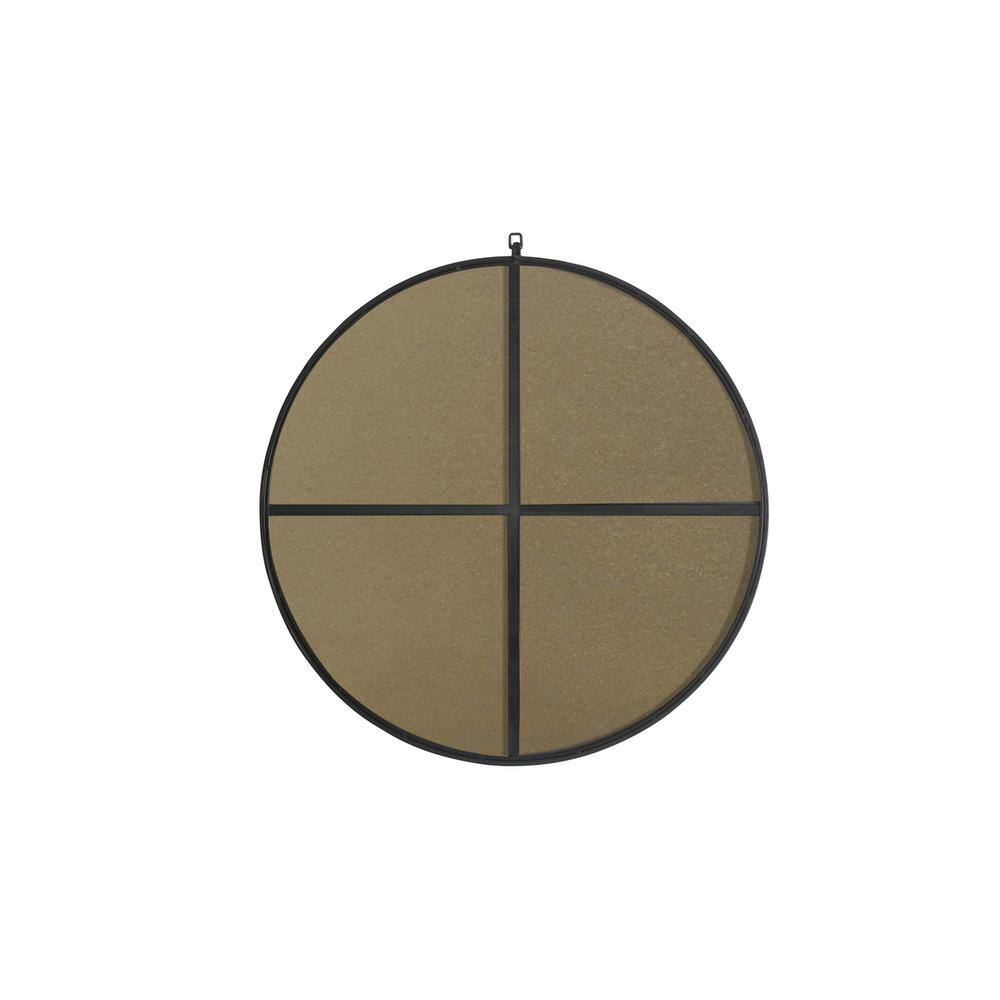 Back. Elegant Decor - Metal frame Round Mirror with decorative hook 36 inch Black finish - Black.