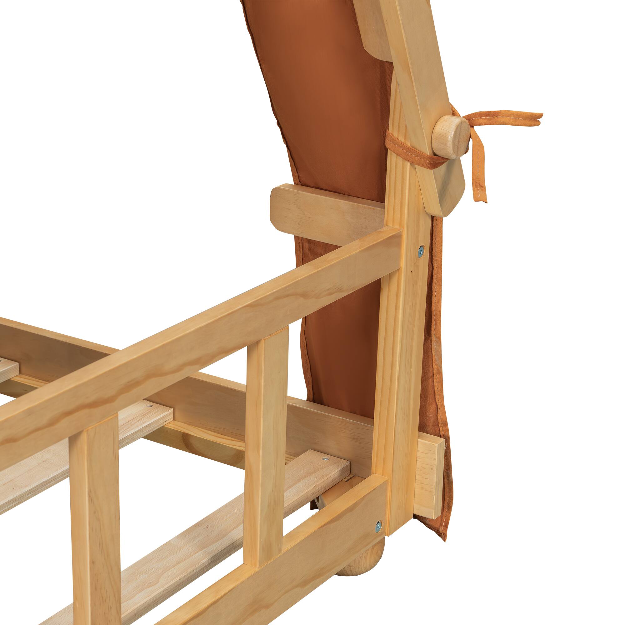 Alt View 4. Anysun - Twin Size House Bed with Tent and Light - Brown.