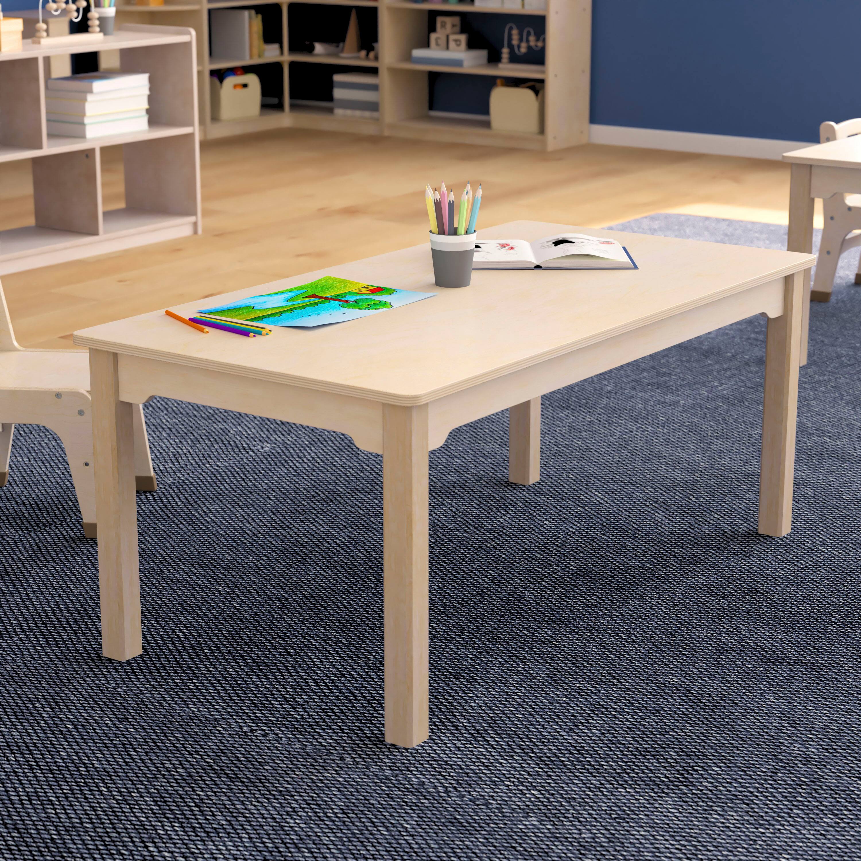 Alt View 1. Flash Furniture - Bright Beginnings Commercial Grade Wooden Rectangular Preschool Classroom Activity Table, (23.5"W x 47.25"D x 18"H), Bee - Natural.