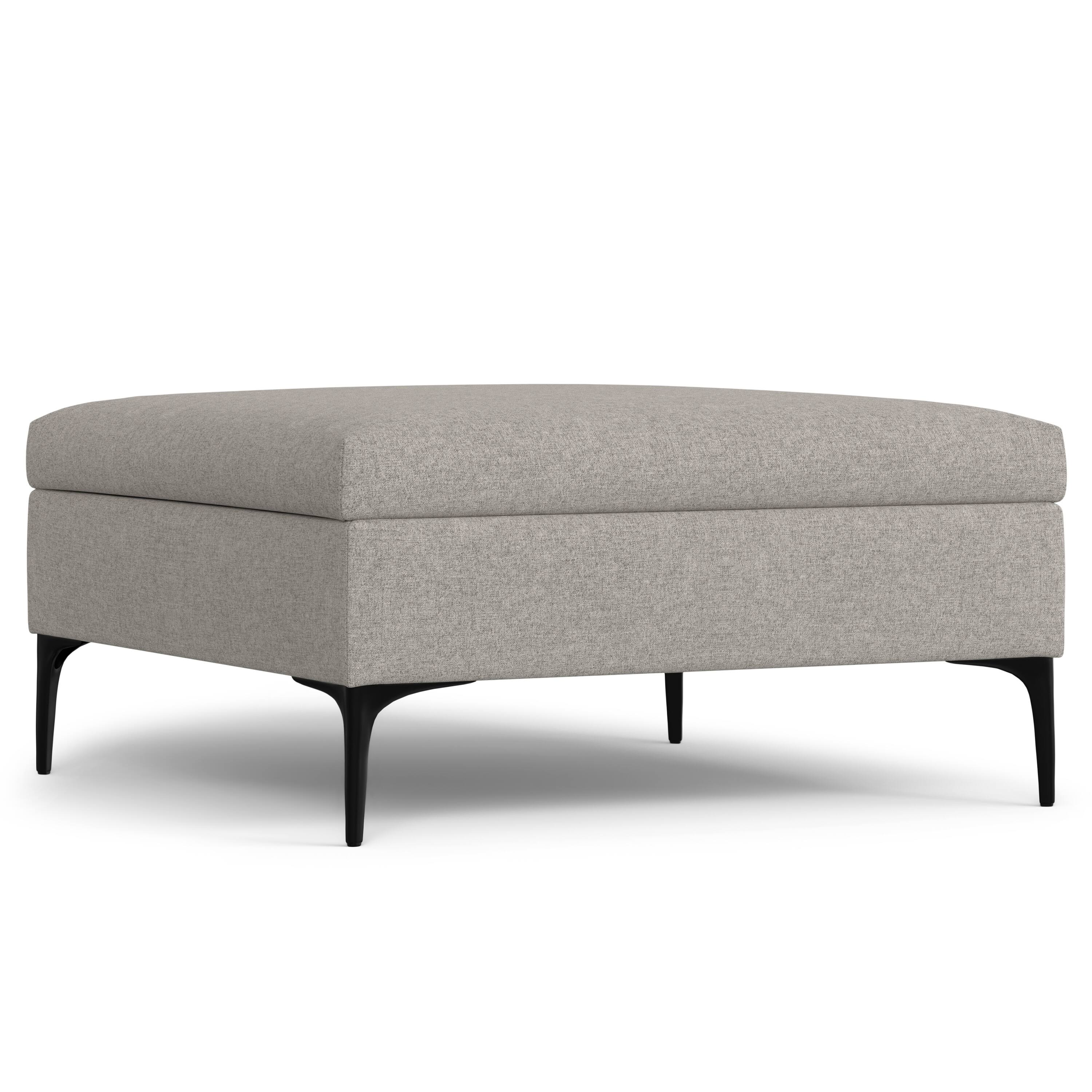 Alt View 2. Simpli Home - Rebecca 36 inch Contemporary Coffee Table Storage Ottoman with Lift Up Lid in Cloud Grey Polyester Linen, Assembled - Cloud Grey.