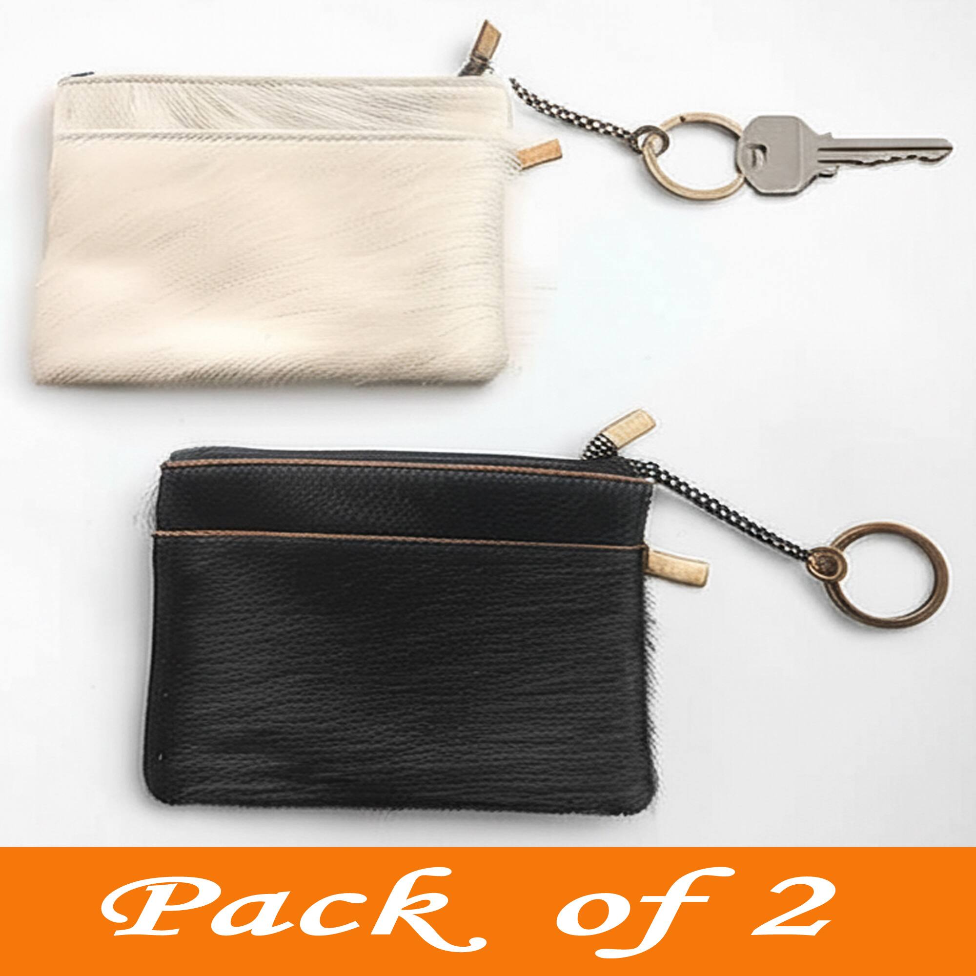 Back. ESS - eSS Western cow hair coin purse pouch 2 zipper pockets – 1 open pocket wallet with keychain, Black-White Real Cowhide - Black/White Combination.
