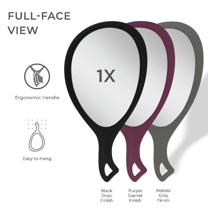 FULL-FACE VIEW

1X

Ergonomic Handle

Easy to Hang

Black Onyx Finish

Purple Garnet Finish

Pebble Gray Finish