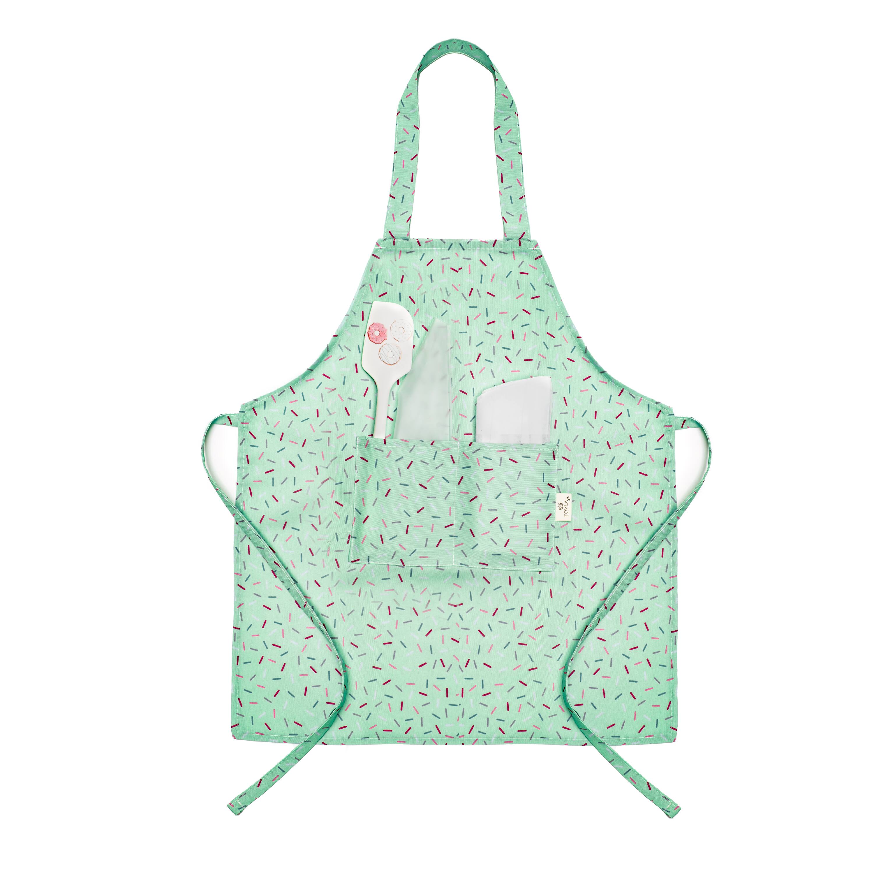 Left. Tovla Jr - Apron Gift Set for Kids - Baking and cooking with Pocket for Boys and Girls - Sprinkle Print - Multi-colored.