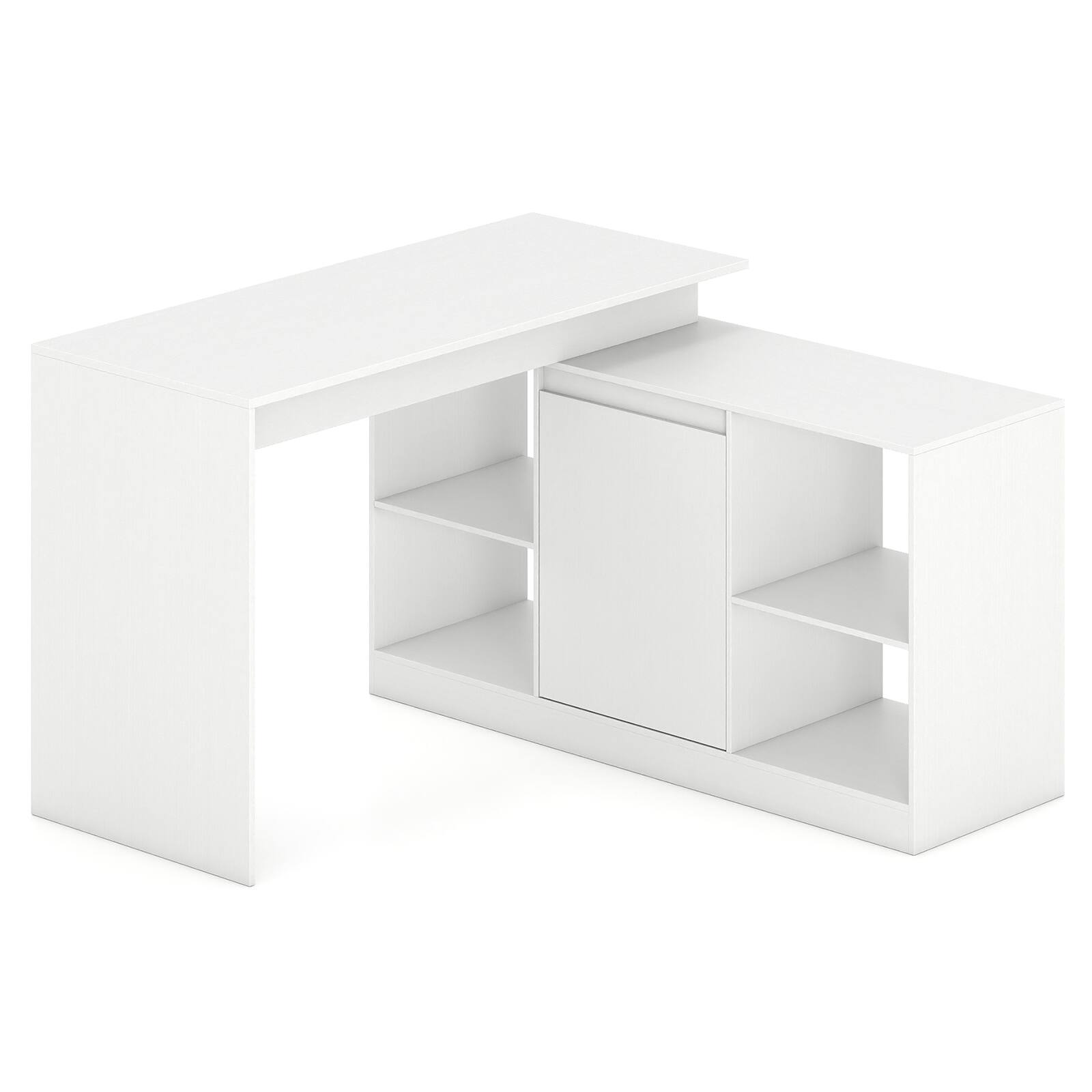 Alt View 9. Gymax - Gymax 48'' Reversible L-shaped Computer Desk w/2 Doors 4 Open Storage Cubes for Office White - White.