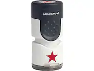 Front. Accu-Stamp - Star Round Pre-inked Stamp, Red Ink, 5/8" - Black/White.