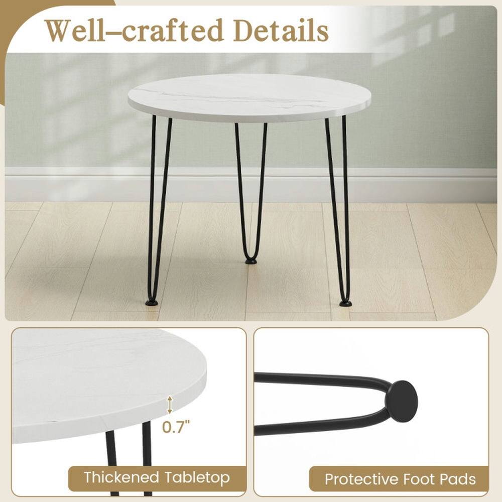 Pefilos Round Coffee Table with Thickened Tabletop and Stainless Steel ...