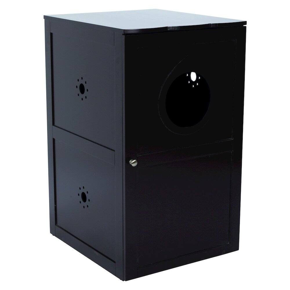 Front. TRIXIE - 2-Story Cat Litter Box Enclosure Hidden Litter Indoor Cat Furniture Accent Table - Espresso Brown.