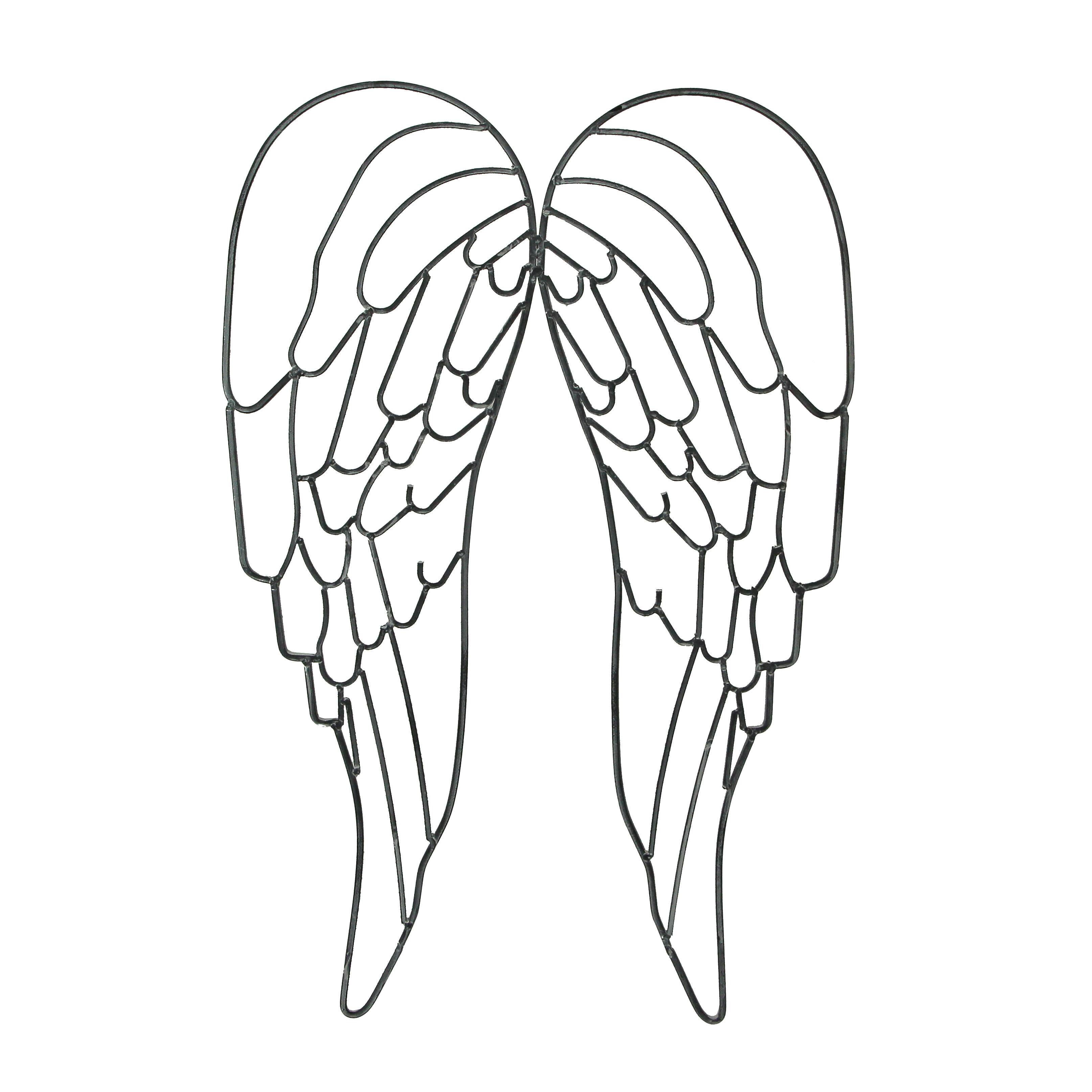 Front. Distinctive Designs - Metal Wire Art Angel Wings Wall Sculpture 25 inch - Gray.