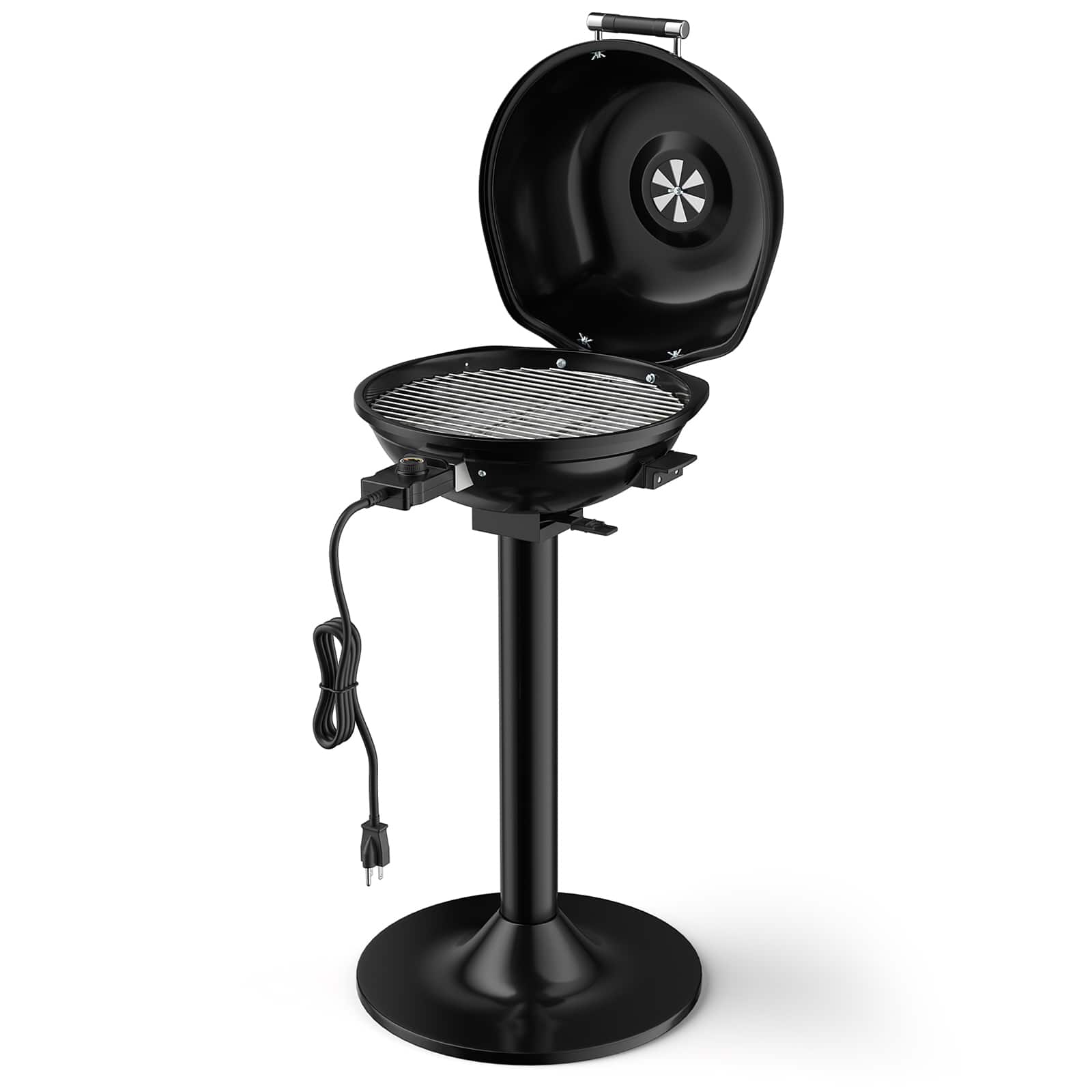 SKONYON - Electric BBQ Grill with Adjustable Temperature Control Nonstick Grill Rack and 1600W Power - Black