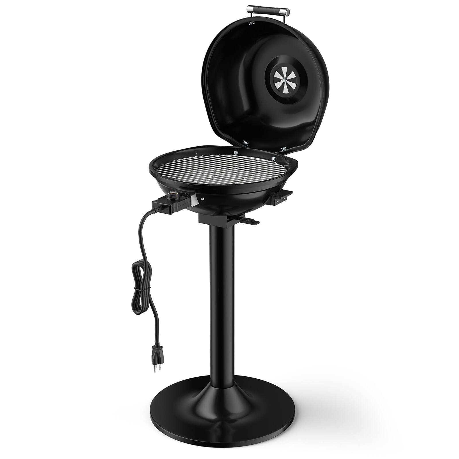 Back. SlickBlue - Portable 1600W Electric BBQ Grill with Removable Nonstick Cooking Rack - Black.
