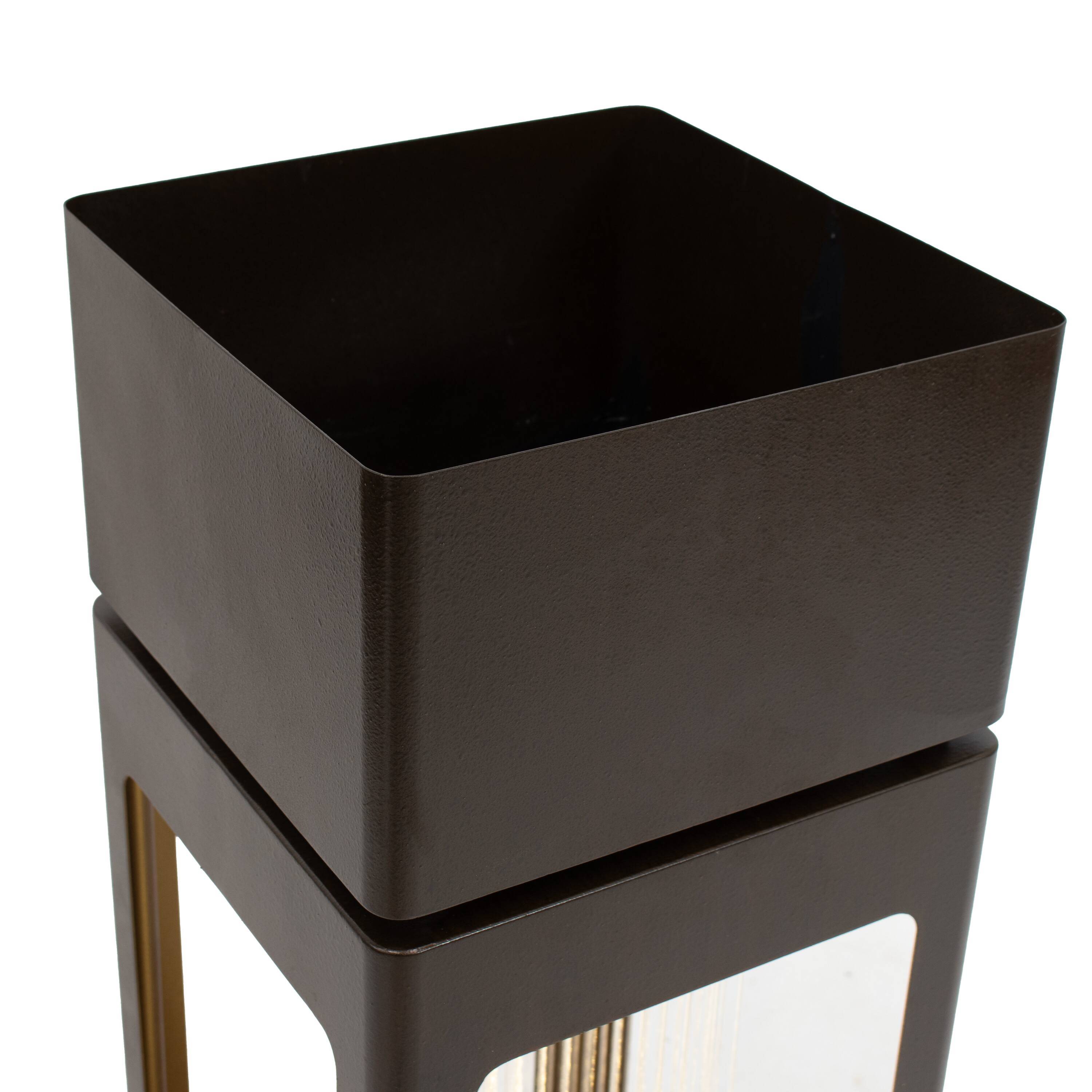 Alt View 10. Sunnydaze - Serene Showers Zinc Water Fountain with Planter and LEDs - 36" - Dark Brown.