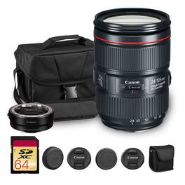 Canon - EF 24-105mm f/4L IS II Lens EF-EOS R Adapter Bundle - Black