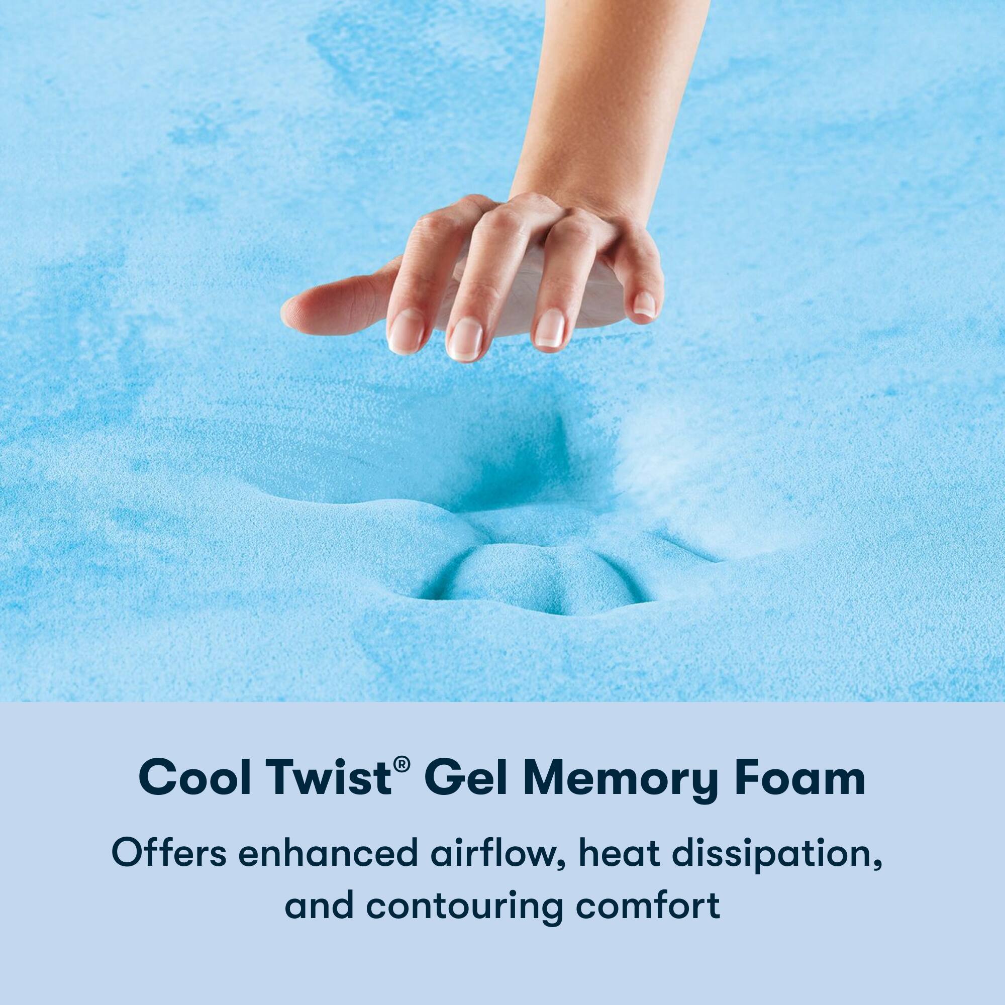 R Cool Twist Gel Memory Foam offers enhanced airflow, heat dissipation, and contouring comfort.