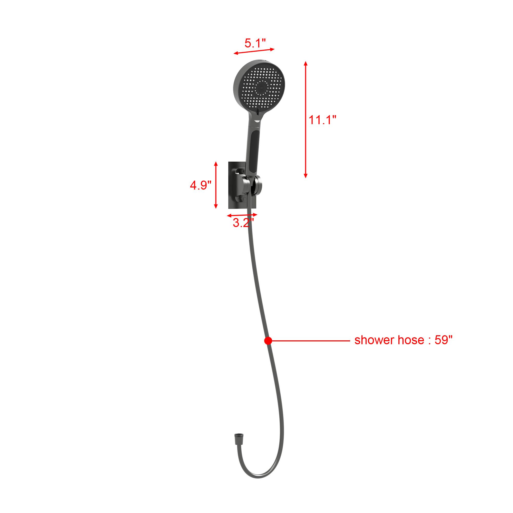 5.1" 11.1" 4.9" 3.2" shower hose - 59"