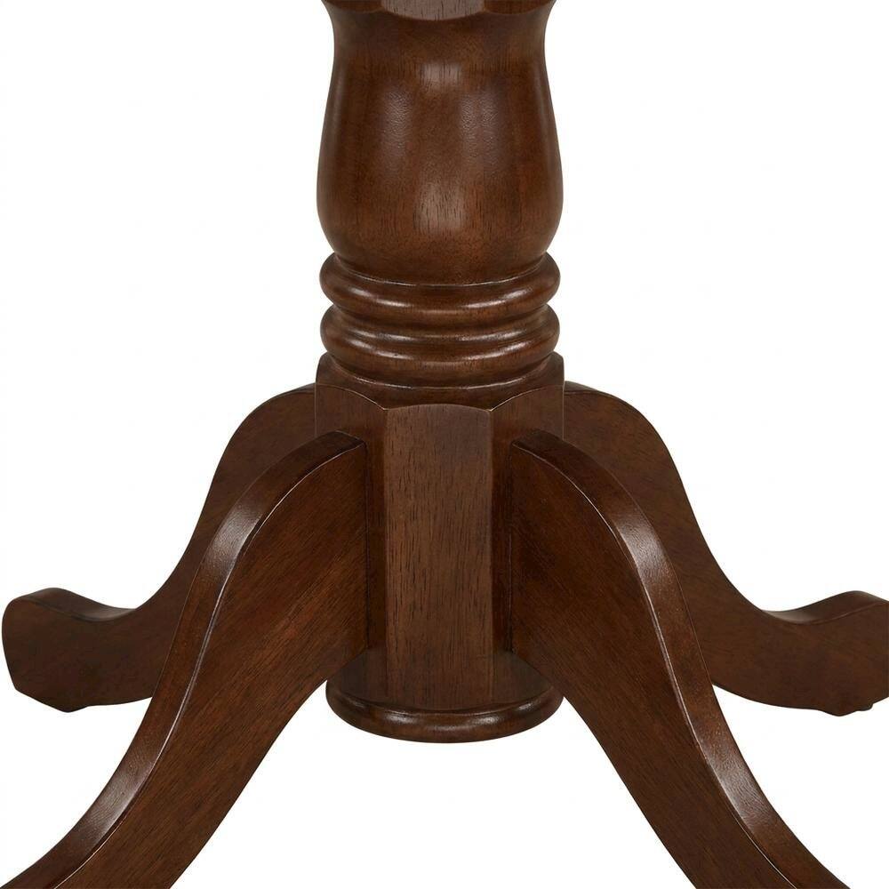 Left. FurniFact - Wood Round Pedestal Dining Table & Chairs 5-Piece Set - Mahogany.