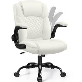 Brick Attic - Leather Office Chair, PU Home Computer Desk Chairs with Ergonomic Back Support, 360°Swivel Free,Small Gmaing Chair - White