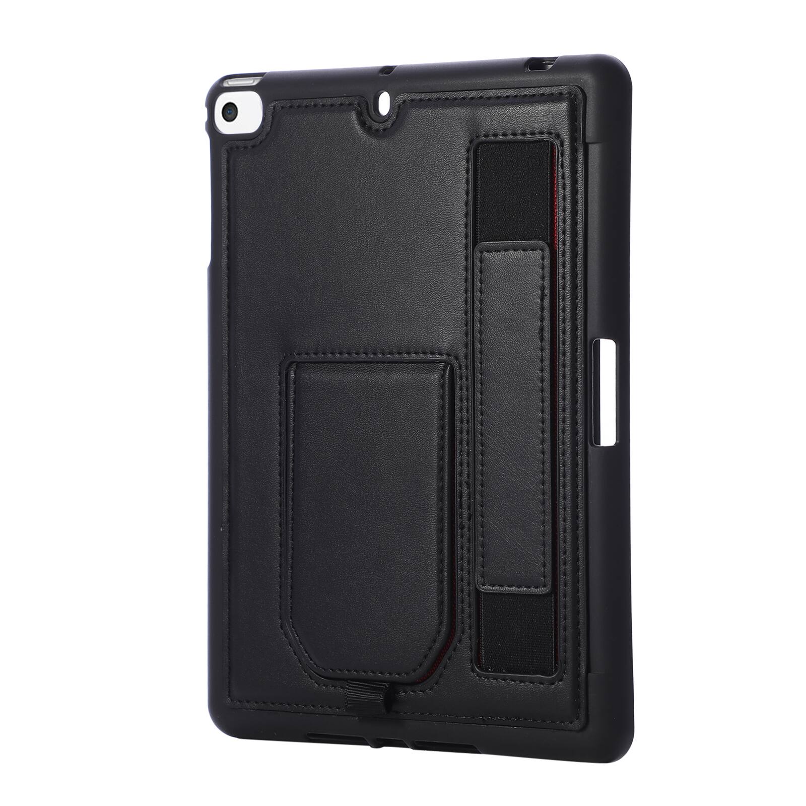 Alt View 1. Dteck - Shockproof Case for Apple iPad mini (5th Generation) 2019 with Hand Strap and Kickstand, PU Leather TPU Protective Cover - Black.