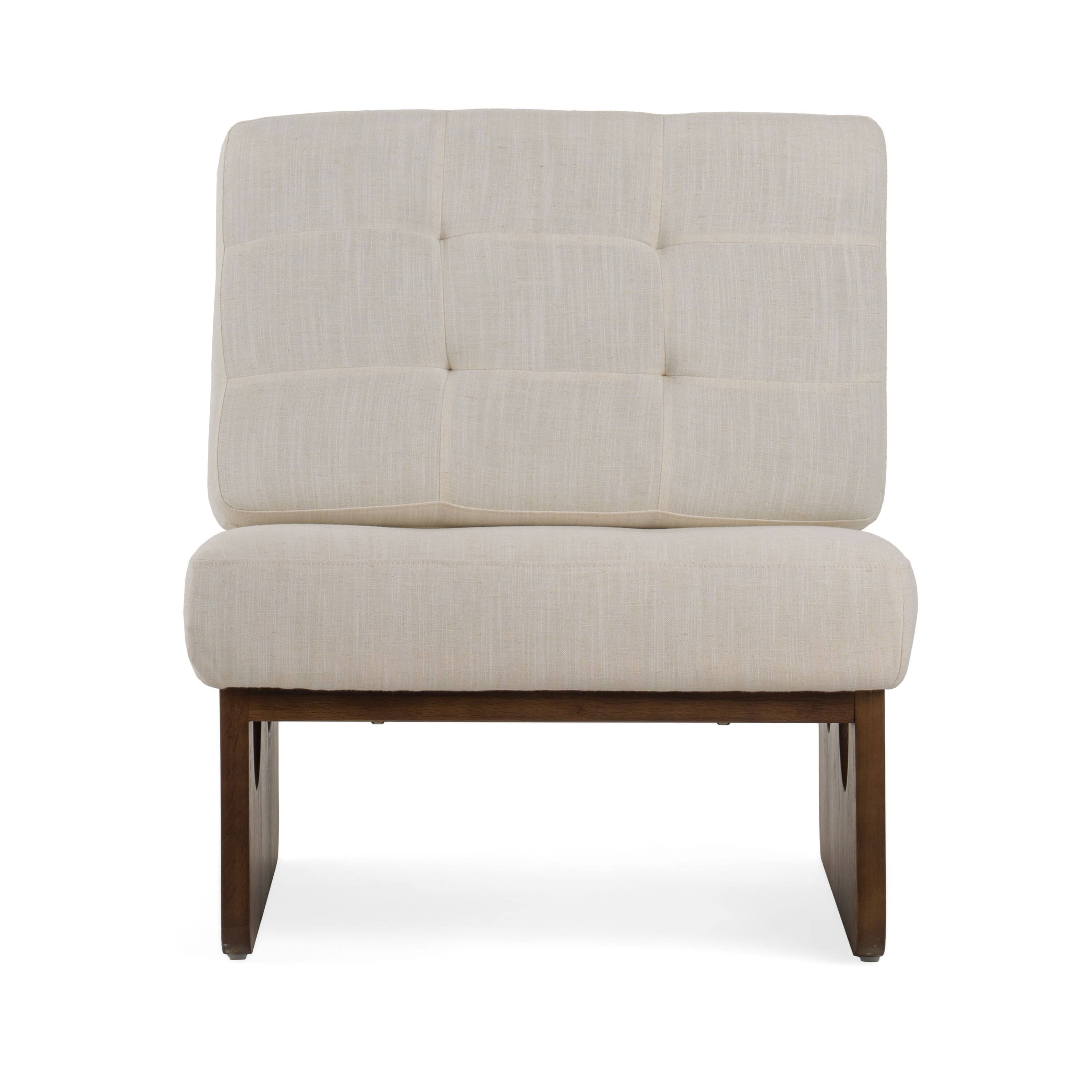 Front. Manhattan Lane - 27 Inch Accent Chair, Cushioned Tufted Back, Open Panel Frame - Beige, Brown.