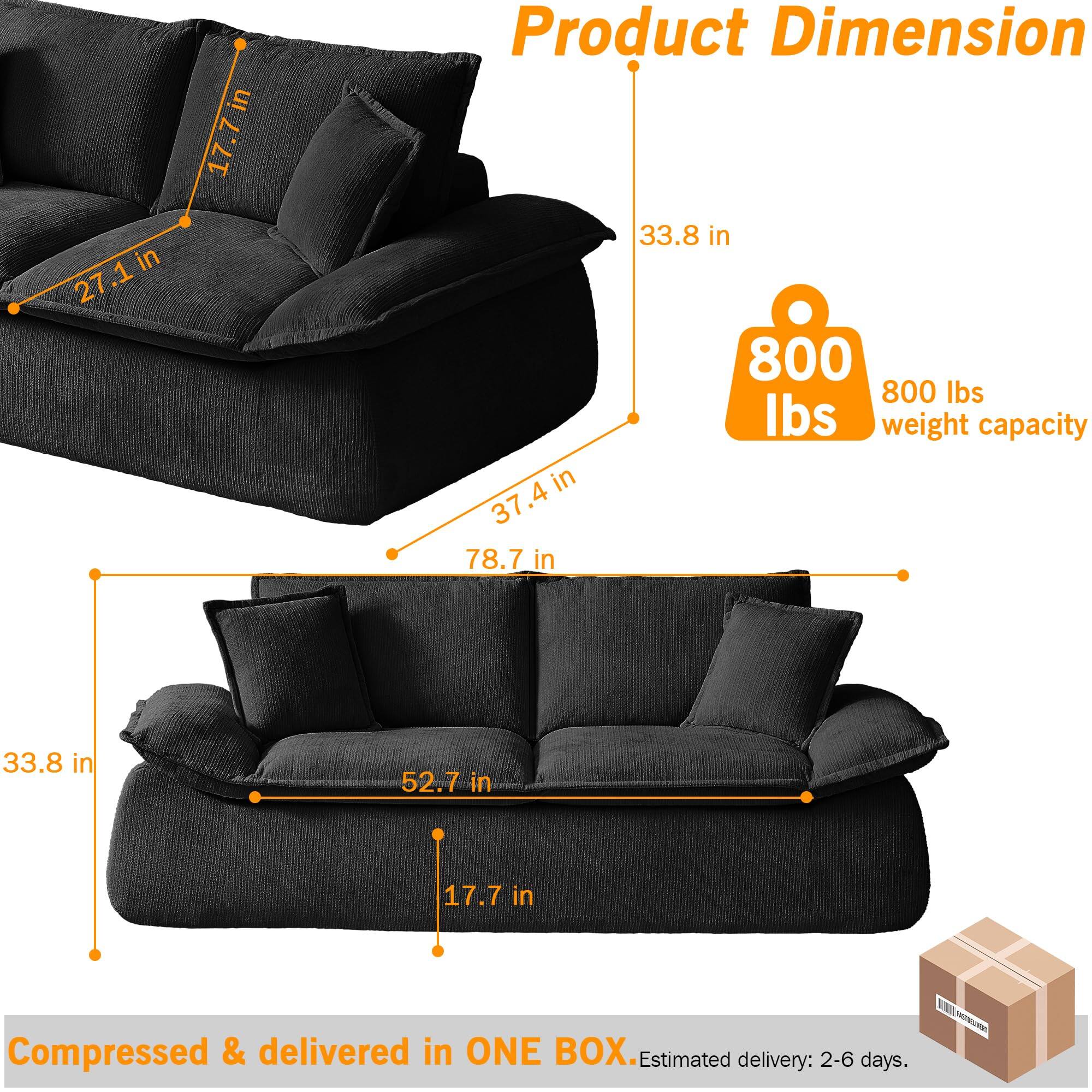 in 17.7 in in 27.1 in Product Dimension 33.8 in 800 800 lbs lbs weight capacity in 37.4 in 78.7 in 33.8 in 52.7 in 17.7 in Compressed & delivered in ONE BOX. Estimated delivery: 2-6 days.
