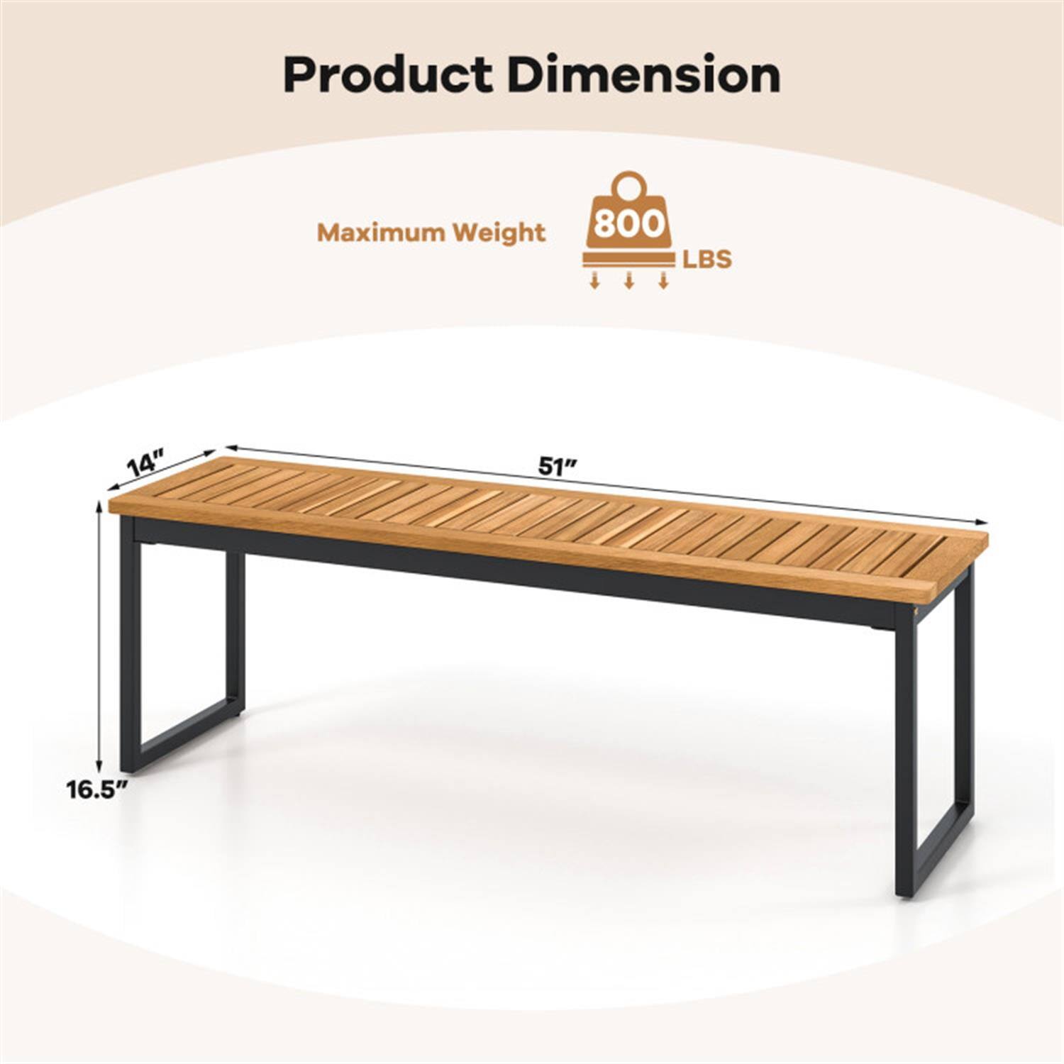 Product Dimension  
Maximum Weight: 800 LBS  
14" x 51" x 16.5"