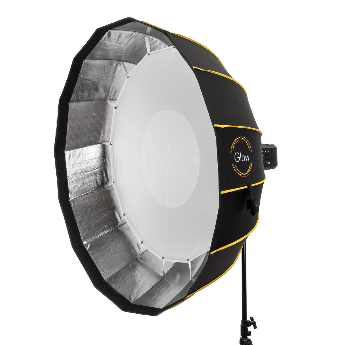 Alt View 4. Glow - Glow EZ Lock 42" Collapsible Silver Beauty Dish Softbox w/Bowens Mount Speedring and Deflection Disk, 16 Ribbed Design.