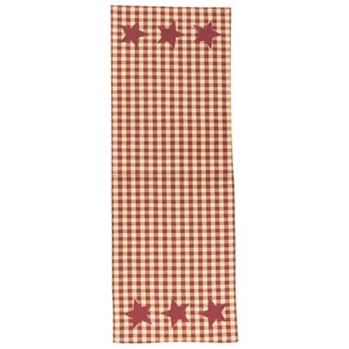 BreeBe - Burgundy & Tan Check Star Applique Short Runner - Burgundy, Tan