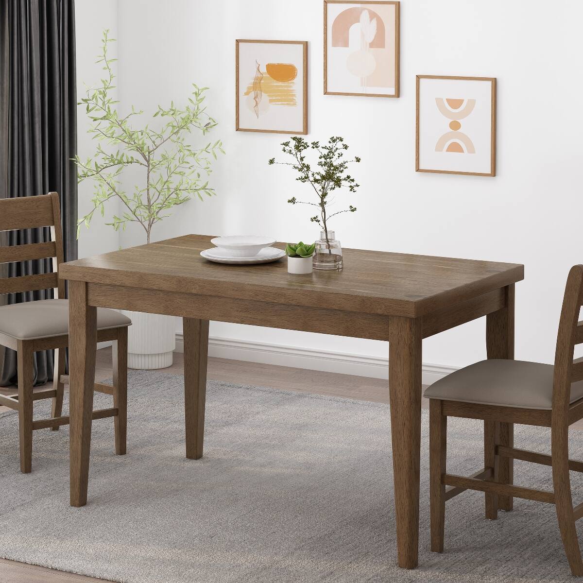 Loheer Farmhouse Counter Height Dining Table, Wood, 59 Inch Antique ...