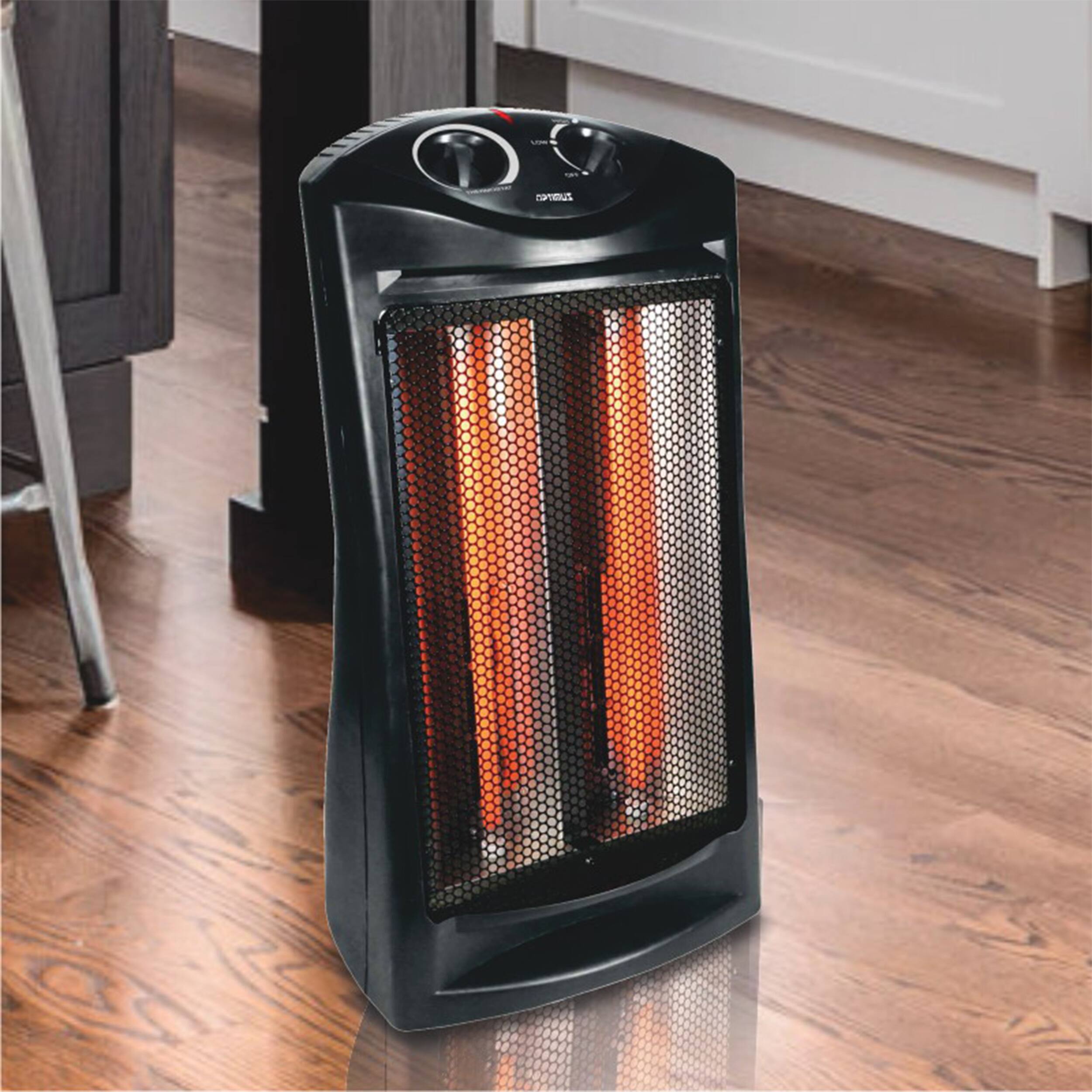 Alt View 4. Optimus - Optimus Fan Forced Tower Quartz Heater with Thermostat - Black.
